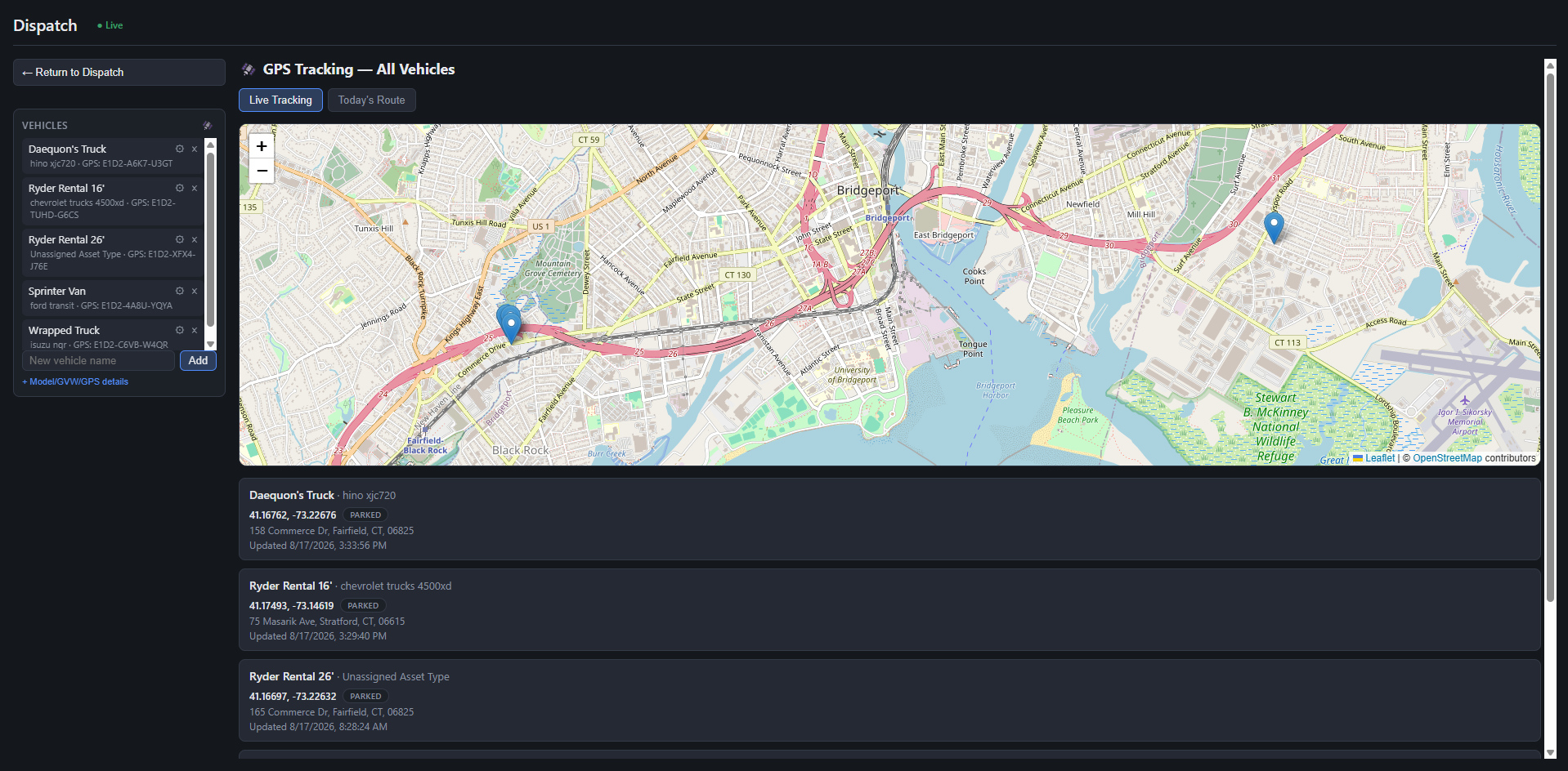 GPS live tracking